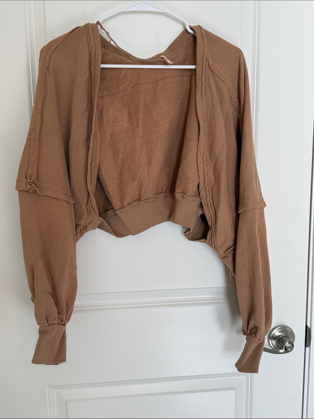 Free People Textured Knit Pullover in Camel Brown